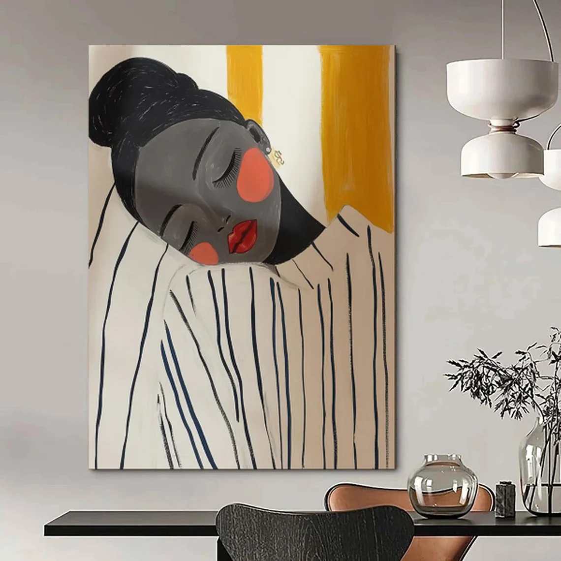 Figure Original Yellow Abstract Artwork DC73J